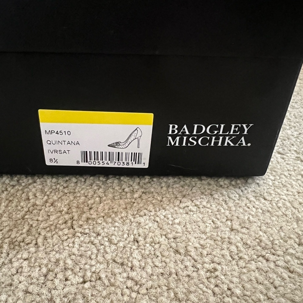 Badgley Mischka Quintana Heel 8.5 Ivory Rhinestone Bridal Pumps Wedding Shoe - Picture 4 of 4